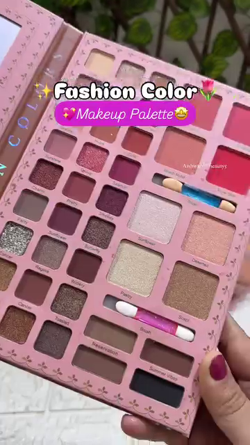 All-in-One Fashion Color Makeup Palette with Eyeshadows, Lip Colors, Blush, Contour, Highlighters, and Built-in Mirror – Versatile Beauty Kit for Face, Eyes, and Lips in a Travel-Friendly Book Style Design