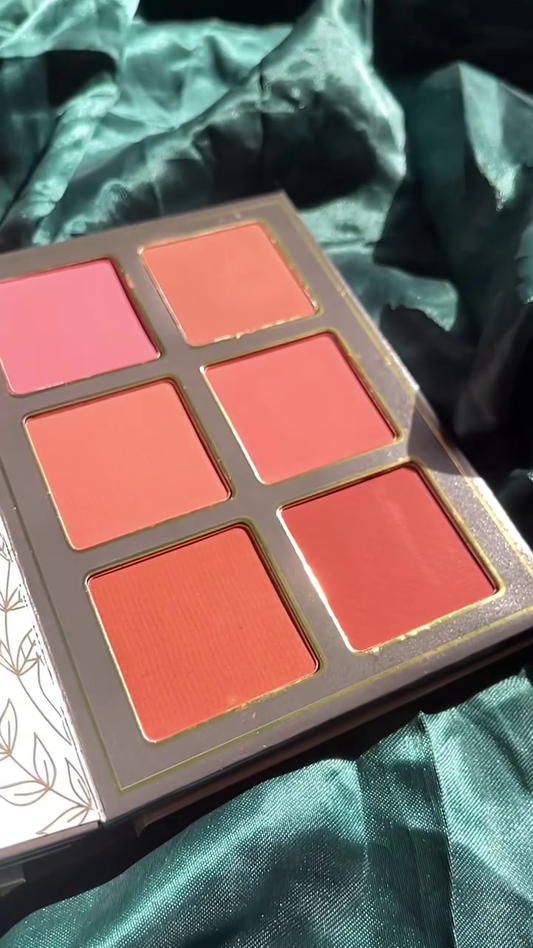 All-in-One Makeup Palette Featuring Matte & Shimmer Blushes, Radiant Highlighters, and a Wide Range of Highly Pigmented Eyeshadows in Warm, Rosy, and Neutral Tones