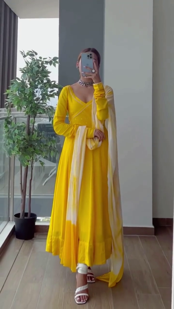 Yellow Solid Suit dupatta