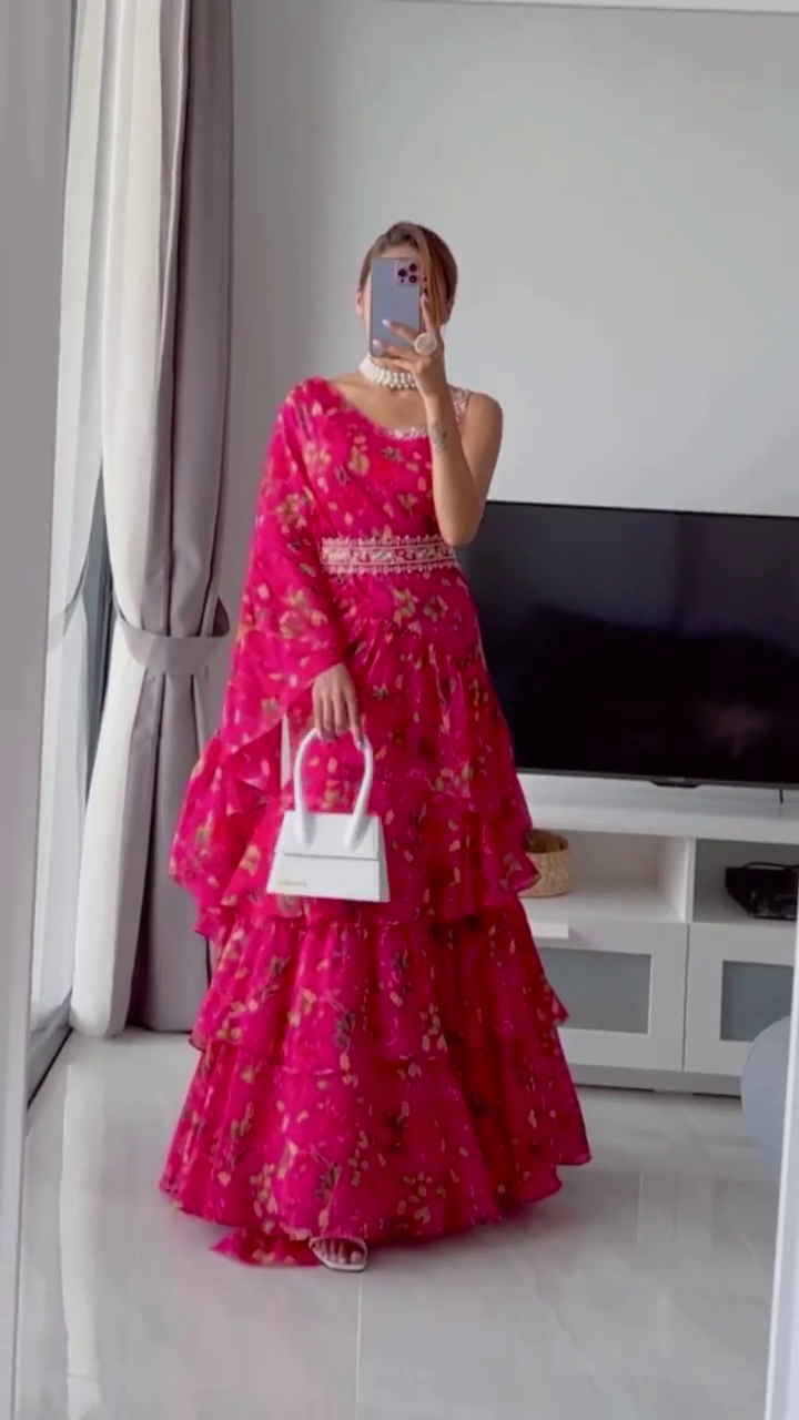 Captivating Pink Sequins Embroidered Gown With Dupatta