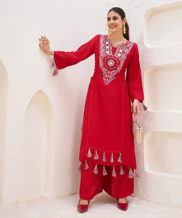 peach pink floral printed cotton kurta set with palazzo and dupatta – comfortable daily wear & festive ethnic outfit