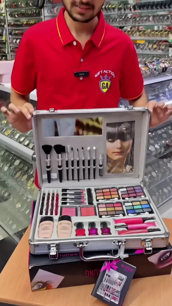 butterfly all in one makeup kit – eyeshadows, blushers, lip colors, nail polishes & mirror – compact festive glam set