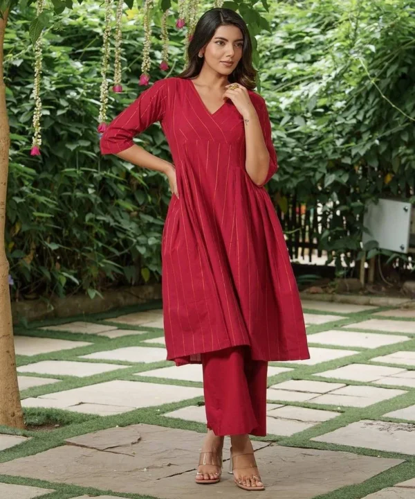 peach pink floral printed cotton kurta set with palazzo and dupatta – comfortable daily wear & festive ethnic outfit
