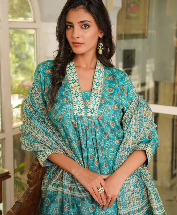 peach pink floral printed cotton kurta set with palazzo and dupatta – comfortable daily wear & festive ethnic outfit