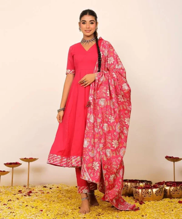 deep maroon anarkali suit with golden embroidery and net dupatta