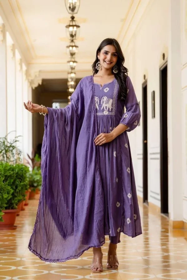 peach pink floral printed cotton kurta set with palazzo and dupatta – comfortable daily wear & festive ethnic outfit